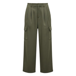 Hollister High-Rise Wide-Leg Pleated Cargo Pants Olive Moss Green XS Excellent